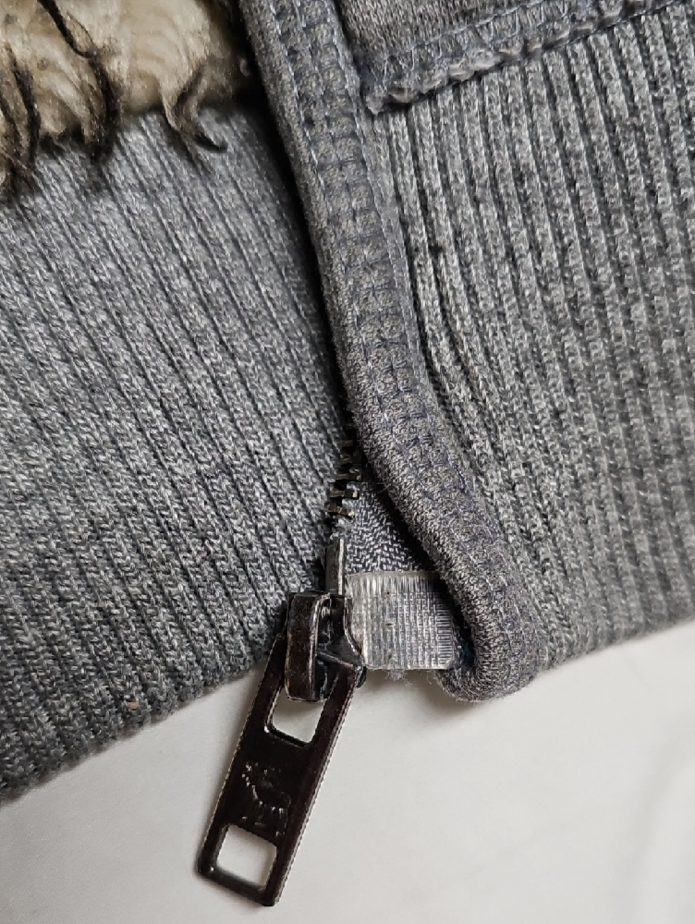 Abercrombie & Fitch Grey Hooded Sherpa-Lined Zip Sweatshirt - Picture 3 of 7